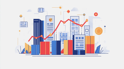 charts and graphs with statistics to innovative analyze business potential and forecast future development of companies growth.