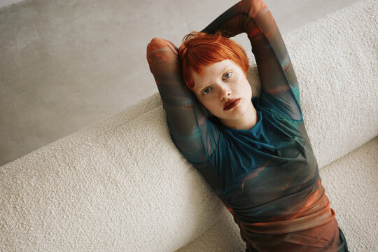 Woman Relaxing on Couch