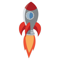Illustration of a rocket spaceship with flame
