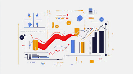 ccharts and graphs with statistics to innovative analyze business potential and forecast future development of companies growth.