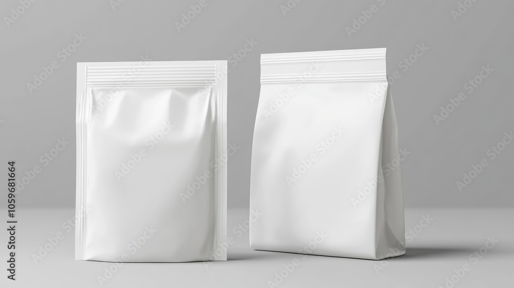 Poster 3d rendering of a blank white product bag template for design use
