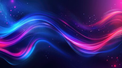 Fototapeta premium Abstract background featuring dark blue violet purple magenta pink and burgundy hues Wavy lines and bright light spots create a neon glow effect