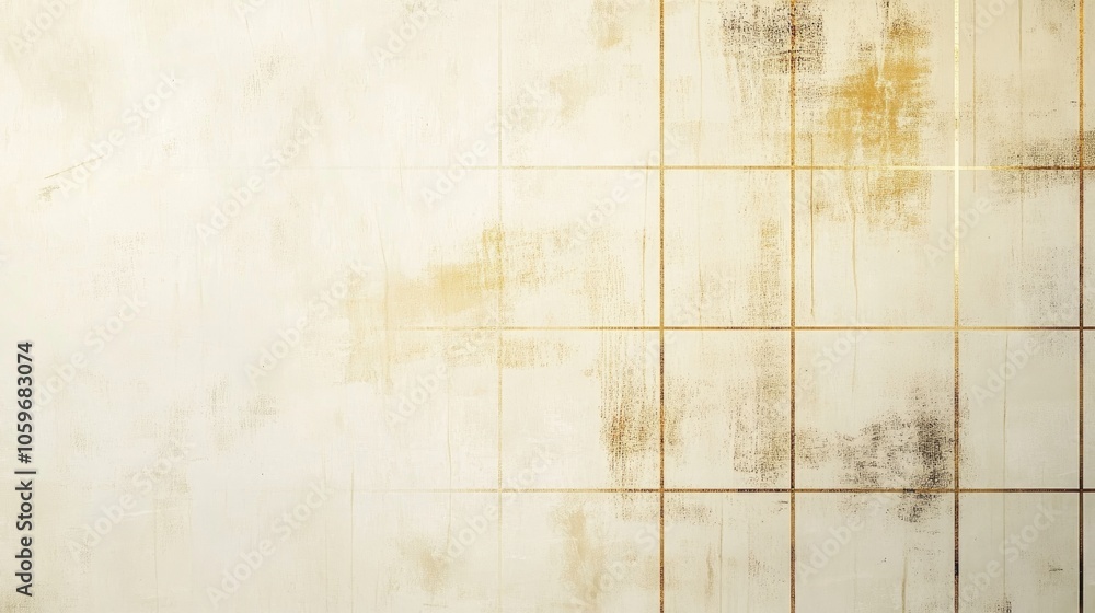 Poster elegant minimalist background featuring a soft gold grid on a light cream canvas