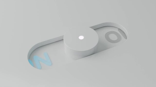 3d illustration animation Toggle switches with on, off button. User interface elements Two exclusion buttons with the caption. Copy space. 3d render motion 4k resolution