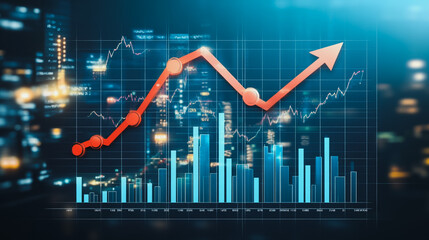 Naklejka premium charts and graphs with statistics to innovative analyze business potential and forecast future development of companies growth.