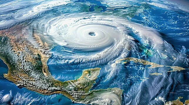 Satellite View of a Hurricane Forming Over the Gulf of Mexico