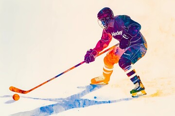 Obraz premium Hockey background with a close-up puck on a simple icy surface