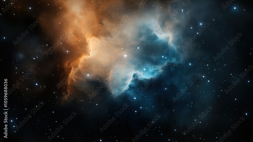 Canvas Prints colorful cosmic nebula with glowing stars on dark space background illustrating interstellar clouds 