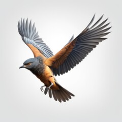 Naklejka premium A detailed illustration of a bird in flight, showcasing its vibrant colors and wing structure.