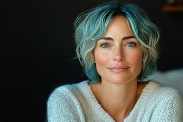 Gorgeous 40 year woman with tinted hair 