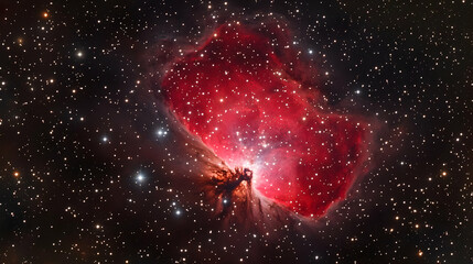 Red Nebula in Starry Night Sky - Space Photo