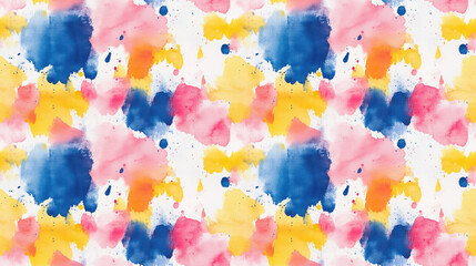 Watercolor painted background featuring vibrant blots and splatters ideal for textile design or artistic projects