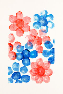 Modern abstract art with flower-shaped imprints