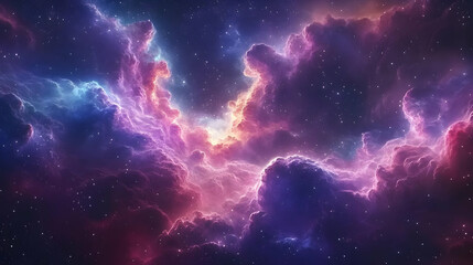 Fototapeta premium Purple and Blue Nebulae Illustration - Space Art