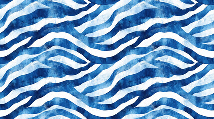 Fototapeta premium Modern summer striped wash pattern in blue and white ideal for trendy beach wear and coastal living designs seamless textile pattern