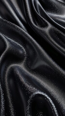 Obraz premium Wallpaper with texture of a beautiful black smooth flowing fabric with glitter