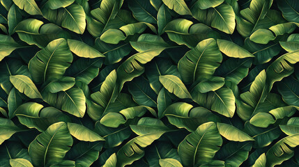 Obraz premium Watercolor seamless pattern featuring lush tropical leaves ideal for fabric design and home decor