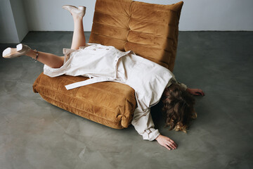 Playful fashion portrait of woman - Tired