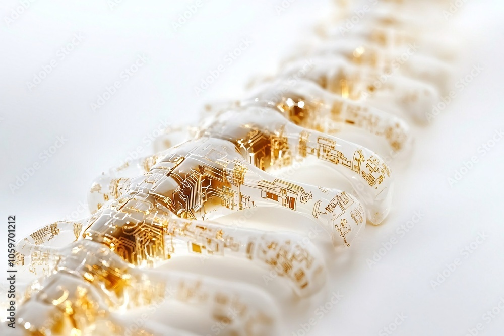 Poster abstract golden circuit board pattern on white background