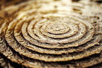 Naklejka premium Close-up of a tree trunk's growth rings, revealing a pattern of circular shapes and textures.