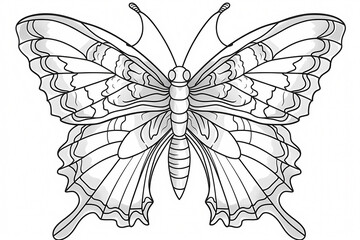Fototapeta premium A beautifully detailed illustration of a butterfly, showcasing intricate patterns and designs perfect for coloring.
