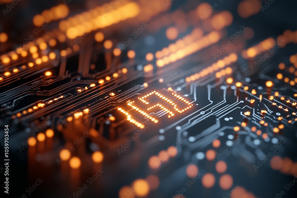 Poster a detailed close-up of circuits forming the letters 'ai', representing artificial intelligence withi