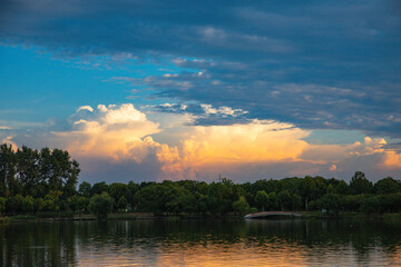 Shaoxing City, Zhejiang Province - Sunset scenery on the surface of Angsang Lake