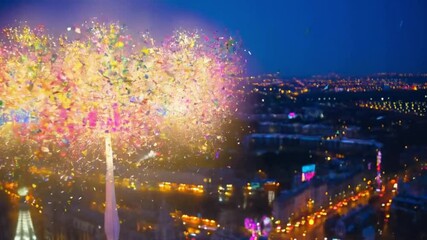 Bright and bold confetti bursting to celebrate New Year 2025.