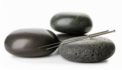 zen stones with leaf