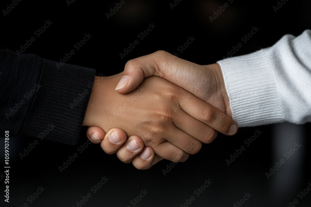 Poster close-up image of a handshake between two individuals, symbolizing agreement or partnership. the ima