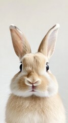 Obraz premium Cute and Fluffy Bunny Portrait on Neutral Background