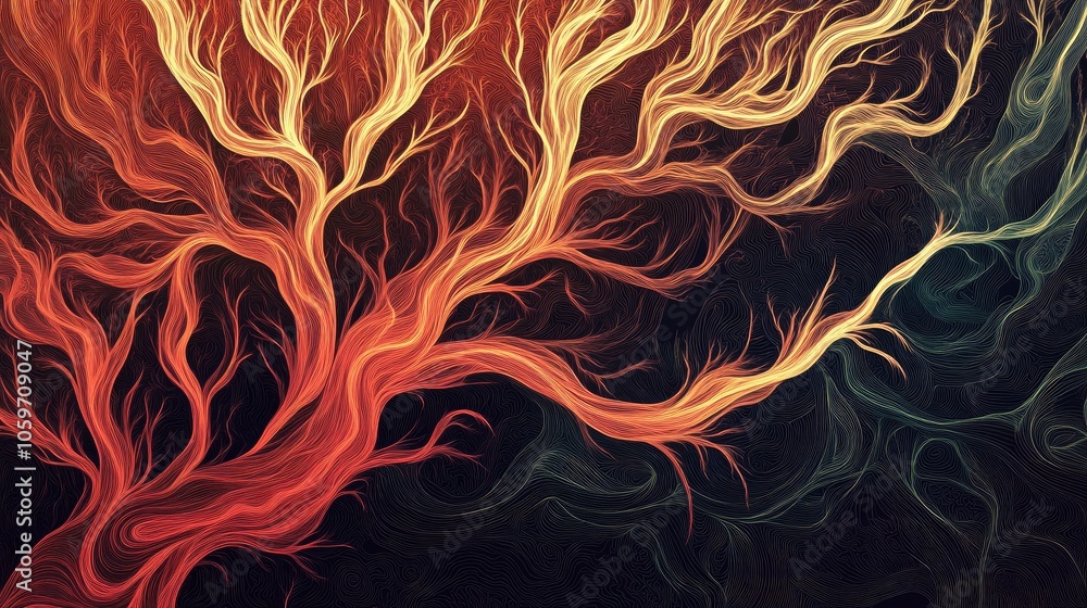 Poster a beautiful background of thin, branching lines, creating a complex, eye-catching design