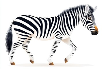 Fototapeta premium Explore the Grace of a Zebra Walking Through a Lush Jungle, Showcasing Its Striking Stripes