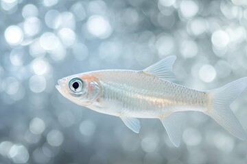Fototapeta premium Elegant Side View of a Shimmering Lake Fish Floating Gracefully in Clear Water
