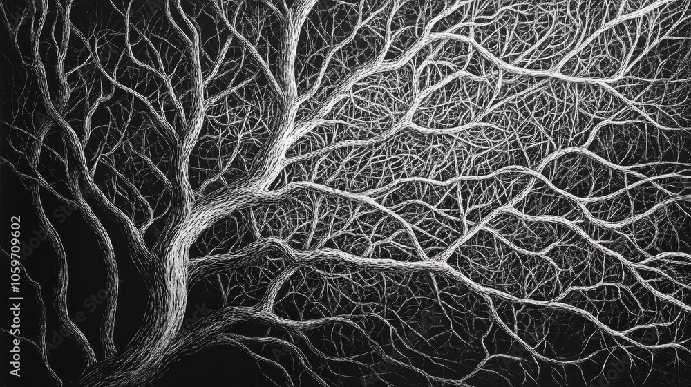 Aufkleber beautiful, fine lines branching out in all directions, creating a complex, captivating background