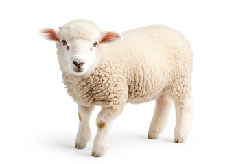 Fototapeta premium Adorable New Zealand Lamb Standing Gracefully on a Transparent Background Captured in Full Body View