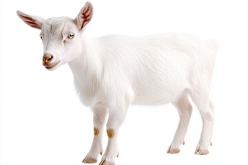 Fototapeta premium A Charming New Zealand Goat Stands Playfully on a Transparent Background, Showcasing Its White Fur