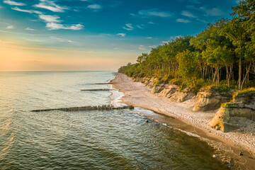 Sunset at Baltic Sea in summer. Tourism in Poland.