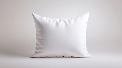 A pristine white pillow with a plump, cozy appearance, centered on a white backdrop, highlighting its smooth, soft fabric and perfect symmetry