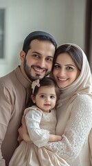Obraz premium Happy Middle Eastern Family Portrait with Baby Girl