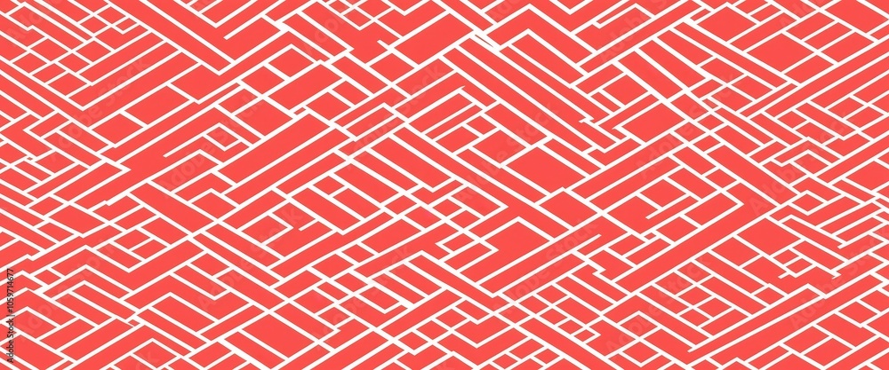 Poster abstract red geometric pattern with intricate white lines