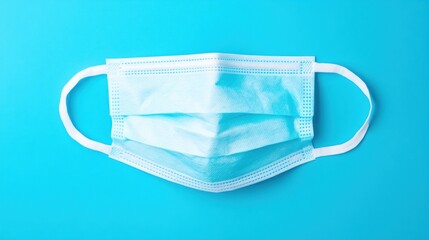 Surgical Face Mask on Blue Background