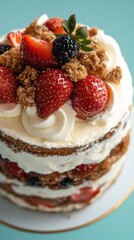 Delectable fraisier cake with fresh berries and cream layers for gourmet dessert inspiration