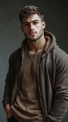 Obraz premium Stylish Young Man in Casual Hoodie Portrait