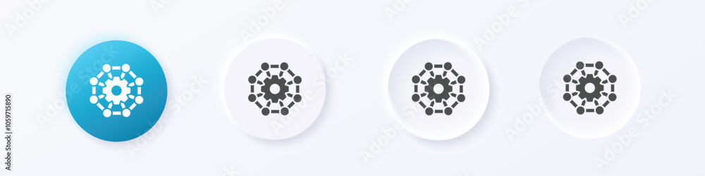 Poster network setting icon. neumorphism round style button design vector