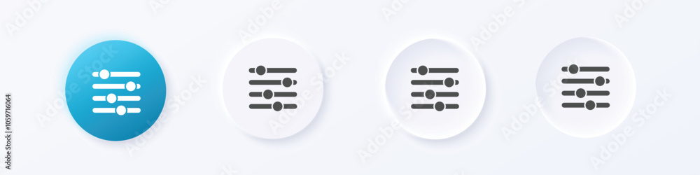 Poster adjustment icon. neumorphism round style button design vector