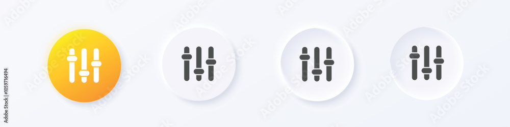 Poster adjustment icon. neumorphism round style button design vector
