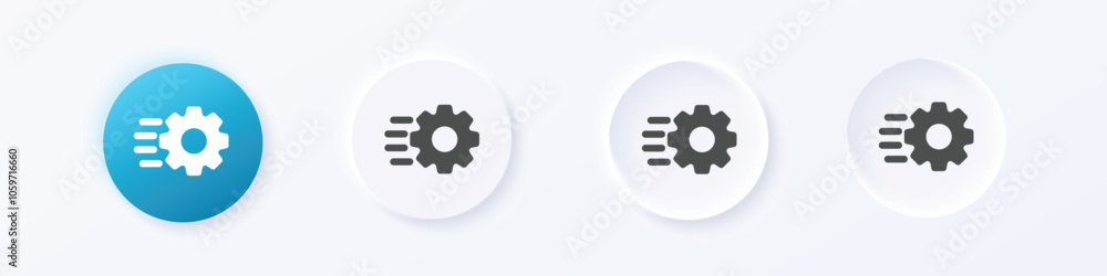 Poster repair and setting icon. neumorphism round style button design vector