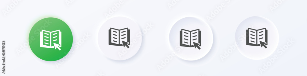 Poster e-book icon. neumorphism round style button design vector