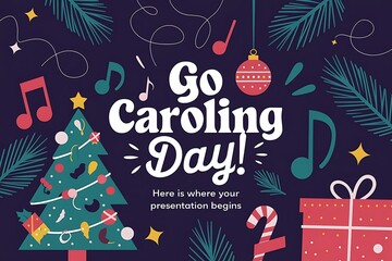 Go Caroling Day celebration with joyful holiday characters singing songs